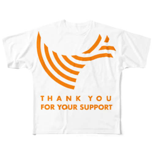 THANK YOU FOR YOUR SUPPORT / ORANGE フルグラフィックTシャツ