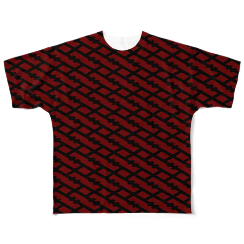 IOST[S]格子 BK/DR All-Over Print T-Shirt