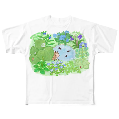 庭のハリネズミくん フルグラフィックTシャツ