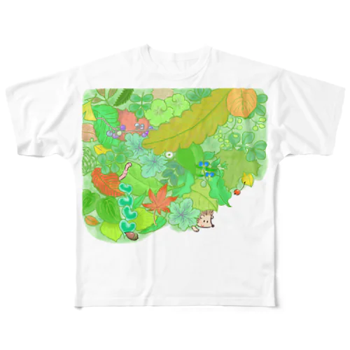 庭のハリネズミくん フルグラフィックTシャツ