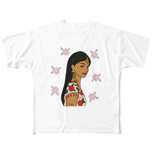 インド美女シュリヤ♡ フルグラフィックTシャツ