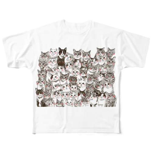 ねこ集会 All-Over Print T-Shirt