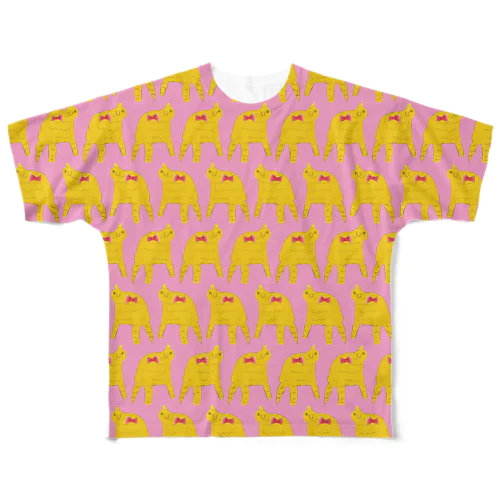 【by MACO】カミノヒツジフルグラTシャツ：ピンク All-Over Print T-Shirt