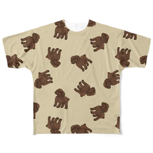 トイプードル ブラウンいっぱい（ベージュ） 풀그래픽 티셔츠