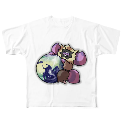 ちきゅうけさねこ All-Over Print T-Shirt