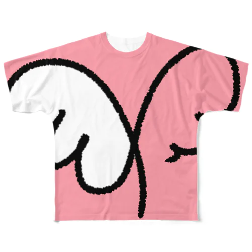 Ange.33tのオリジナルLOGO 羽 ピンク フルグラフィックTシャツ