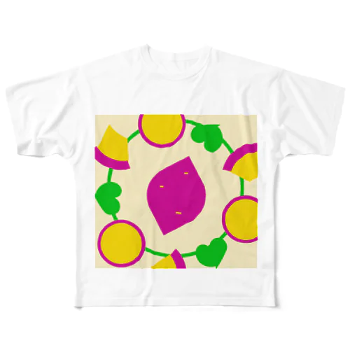 ①🍠さつまいものアイコン Sweet potato icon フルグラフィックTシャツ