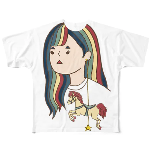 sankakusan HorsePiece フルグラフィックTシャツ