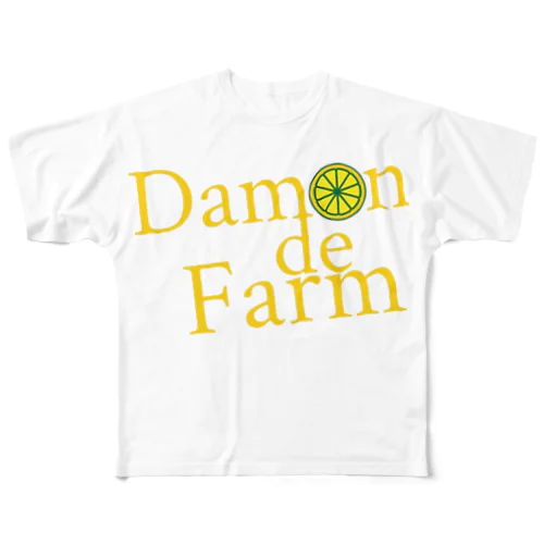 Damonde new レモンロゴ4 フルグラフィックTシャツ