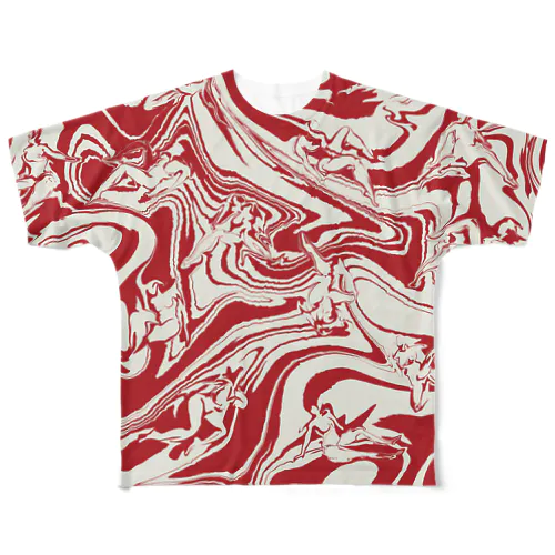 ladymarble/red All-Over Print T-Shirt