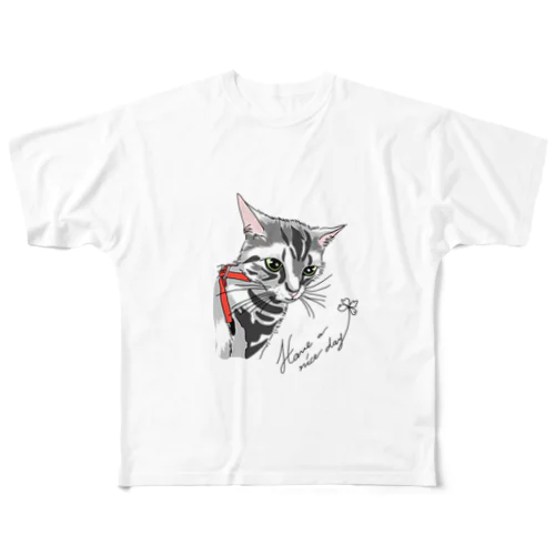 Have a nice dayネコちゃん フルグラフィックTシャツ