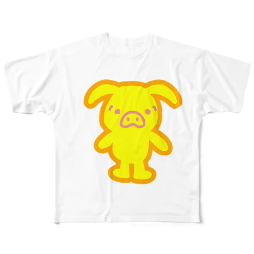 かわいいうしろ姿🐷ブタブ🐷 フルグラフィックTシャツ