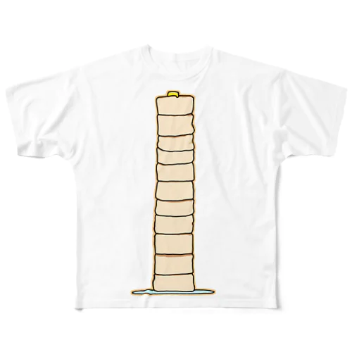 積みすぎたパンケーキ All-Over Print T-Shirt