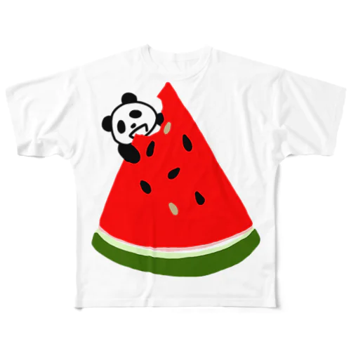 スイカ★パンダ Watermelon Panda フルグラフィックTシャツ