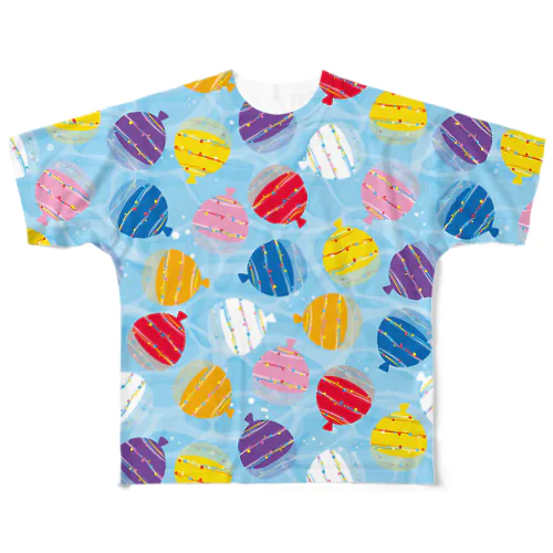 水風船の柄Tシャツ 水面 All-Over Print T-Shirt