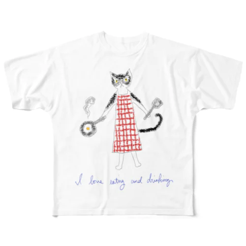 クッキングキャット All-Over Print T-Shirt