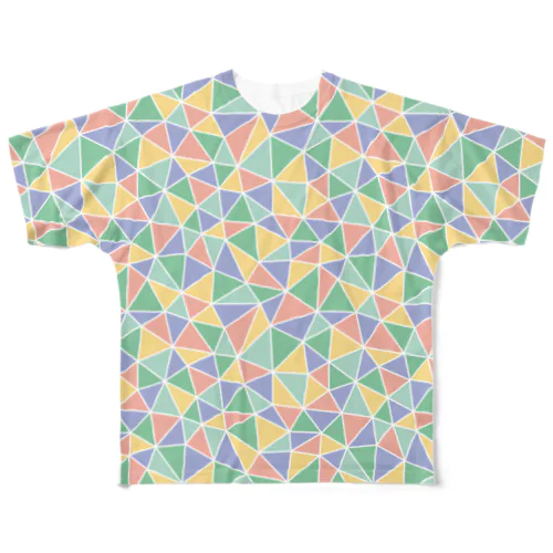 三角タイルのTシャツ グリーン All-Over Print T-Shirt