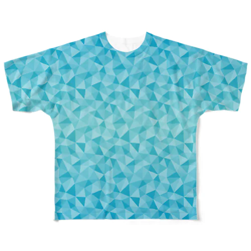 グラデーションクリスタルTシャツ ブルー フルグラフィックTシャツ