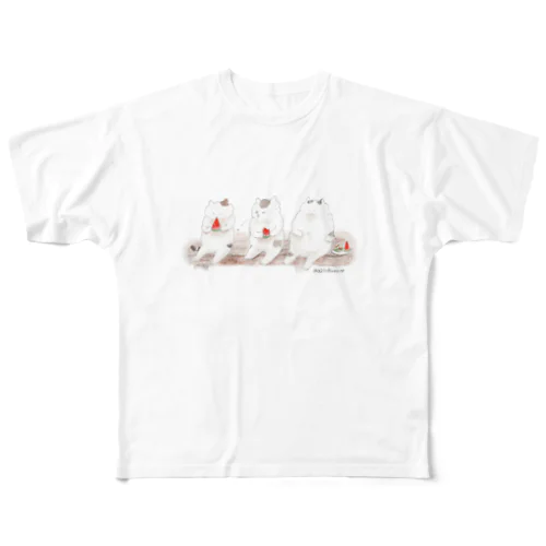 ねこ スイカ 夏休み を楽しもう！ All-Over Print T-Shirt