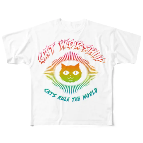ネコ崇拝XXX 풀그래픽 티셔츠