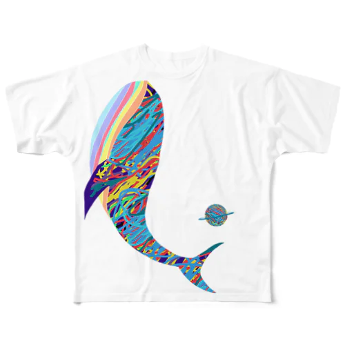 宇宙で遊ぶクジラ All-Over Print T-Shirt