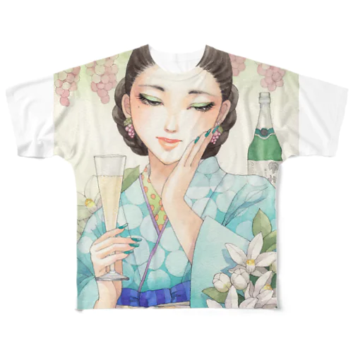 ワイン女子・甲州酵母の泡 フルグラフィックTシャツ