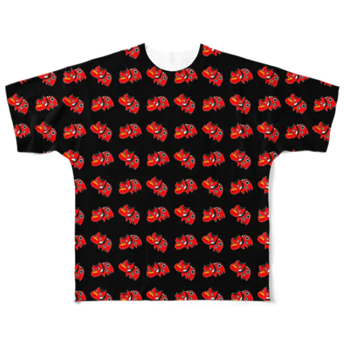 赤べこ(黒) フルグラフィックTシャツ