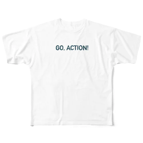 学生応援団 Tシャツ「GO, ACTION! ブルーver.」 All-Over Print T-Shirt