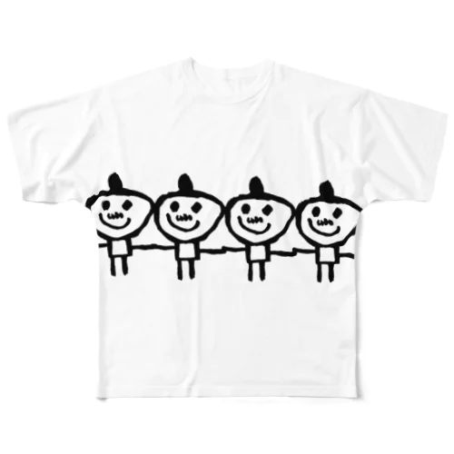 アノ車のアイツら〜いつもの4人組(黒) フルグラフィックTシャツ