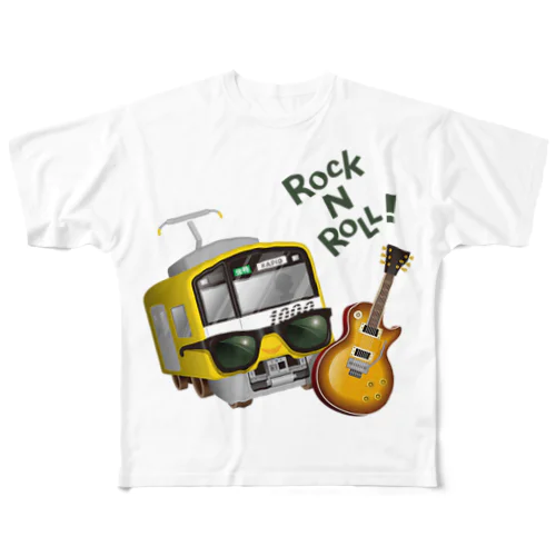 黄色い電車 「 音楽大好き ! 」 All-Over Print T-Shirt