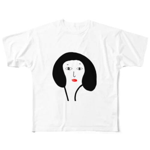 白塗り淑女 フルグラフィックTシャツ