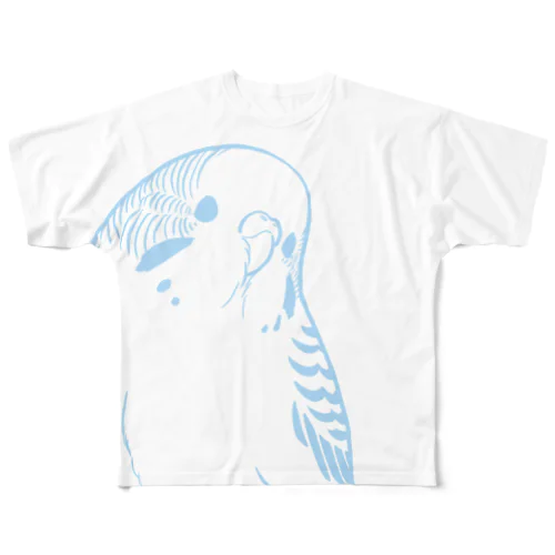 セキセイインコ(線画ブルー) All-Over Print T-Shirt