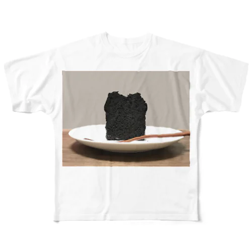 ちょっぴり大人味、ブラックココアのチョコレートケーキ フルグラフィックTシャツ