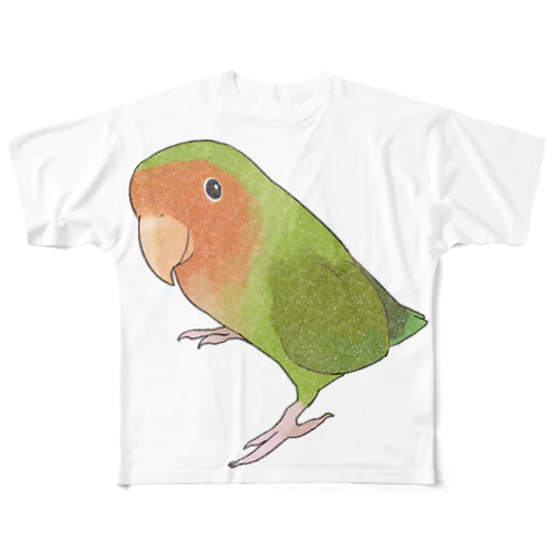 見つめるコザクラインコちゃん【まめるりはことり】 All-Over Print T-Shirt