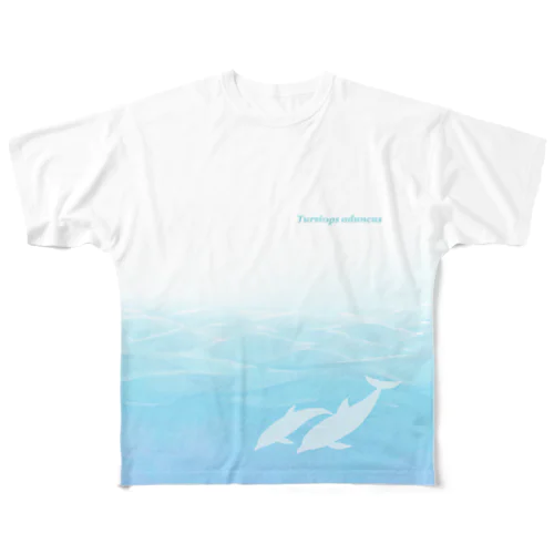 海とイルカ フルグラフィックTシャツ