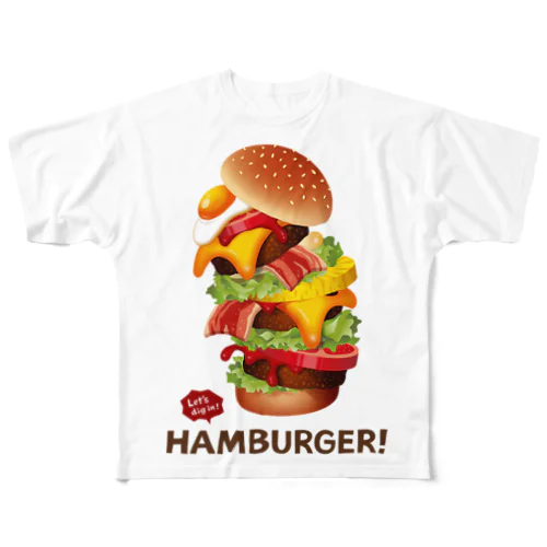 デカ盛りハンバーガー ! All-Over Print T-Shirt