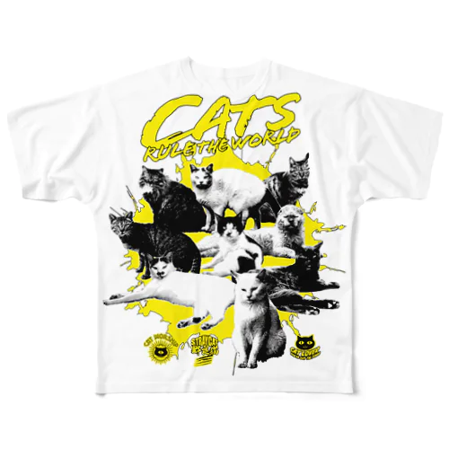 猫が世界を支配する（黄） All-Over Print T-Shirt