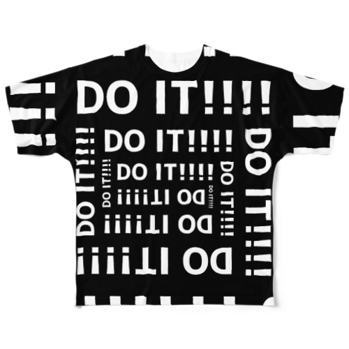 "DO IT！！！！" スクエアブラック All-Over Print T-Shirt