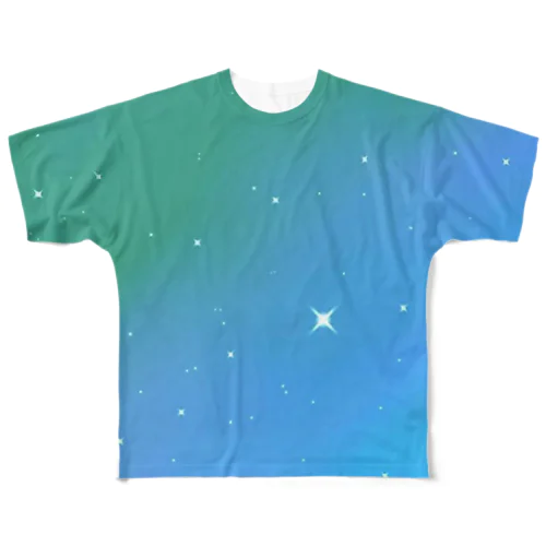 星空(エメラルドグリーン) フルグラフィックTシャツ