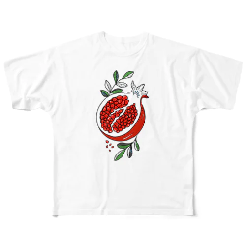 Pomegranate: Natural All-Over Print T-Shirt