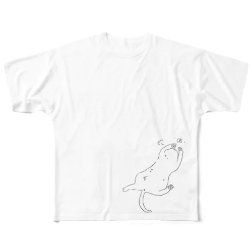 戯れる猫 All-Over Print T-Shirt