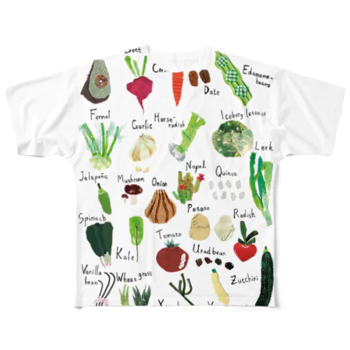 野菜でAtoZ All-Over Print T-Shirt
