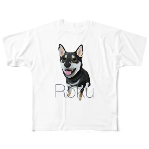 柴犬ROKU【笑顔】 フルグラフィックTシャツ