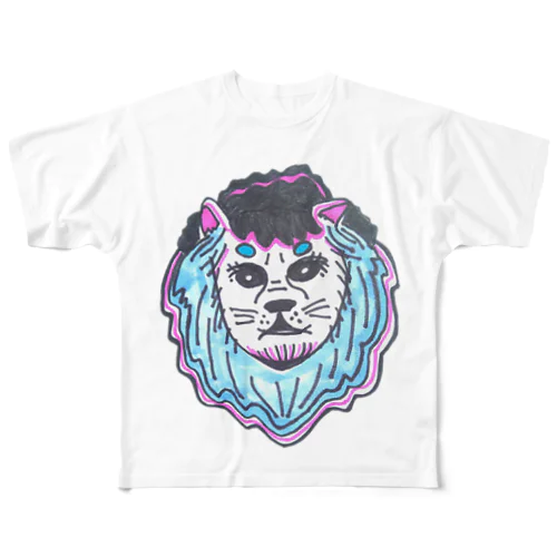 Lion Blue ライオンブルー All-Over Print T-Shirt