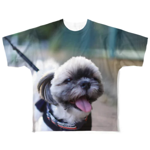 機嫌の良い犬 フルグラフィックTシャツ