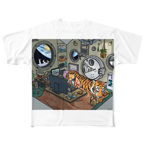 月でお絵かき All-Over Print T-Shirt