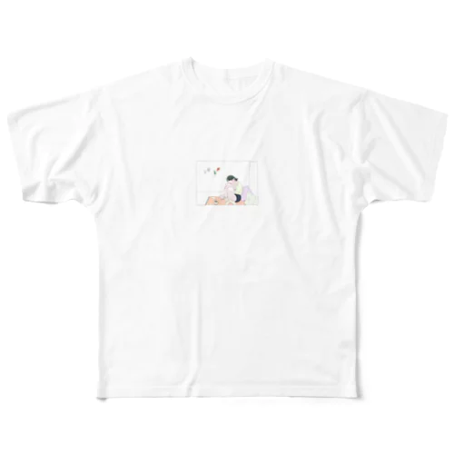 girl(white) フルグラフィックTシャツ