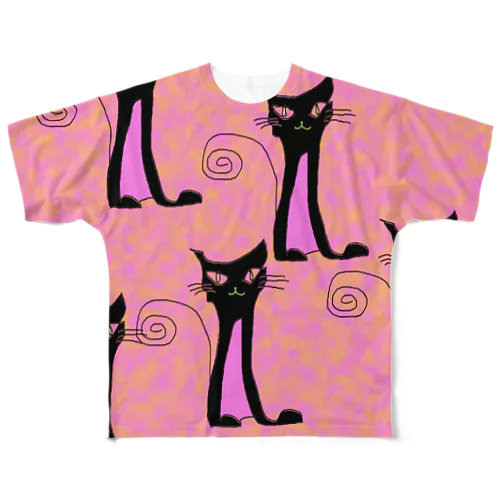 黒猫めいろ All-Over Print T-Shirt