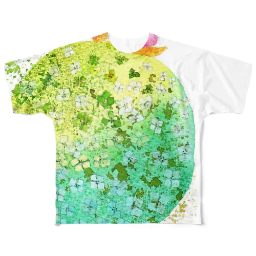 紫陽花とかたつむり All-Over Print T-Shirt