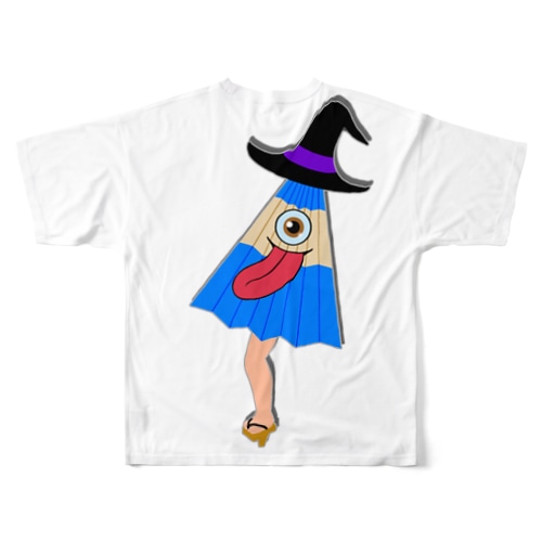 ハロウィンしたい、からかさ小僧(オバケ)　バックプリント All-Over Print T-Shirt